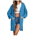 thumbnail image 1 of IROINNID Cardigan for Women Open Front Reduced Solid Color Hood Solid Color Lantern Sleeve Sleeve Cardigan with Pocket,Sky Blue, 1 of 5