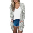 thumbnail image 1 of IROINNID Cardigan for Women Printing Cotton Tops Long Sleeve Casual Blouse With Pocket Outerwear,Gray, 1 of 5