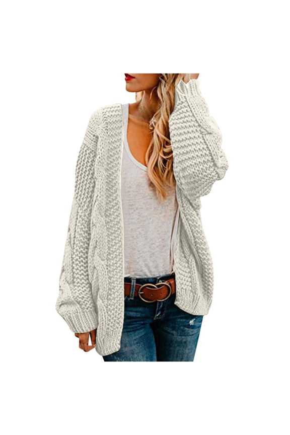 Cardigan for Women Winter Autumn Warm Knit Cardigans Loose Slouchy Oversized Sweaters Solid Front Open Cardigan with Pocket,Beige