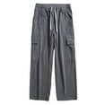thumbnail image 1 of IROINNID Cargo Pants for Men Drawstring Straight Barrel Trousers Carry Pockets Cotton Wool Cargo Pants,Gray, 1 of 8