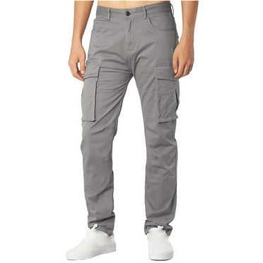 IROINNID Cargo Pants for Men On Sale Outdoor Cotton Cargo Solid Relaxed Fit Casual Loose Pants with Multi-Pocket,Gray