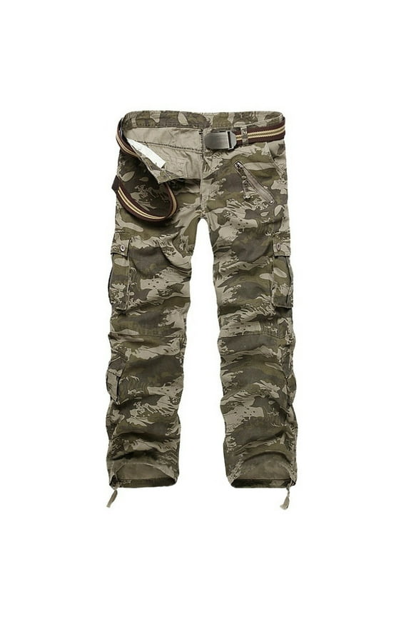 Cargo Pants for Men Outdoor Military Pants Camo Wear Resistant Casual Loose Pants with Multi-Pocket,Camouflage