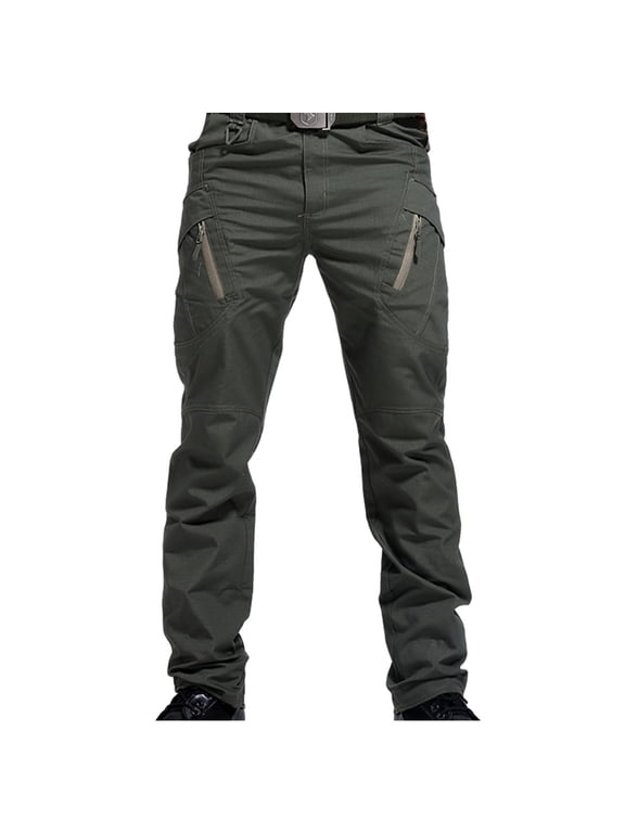 Cargo Pants for Men Outdoor Relaxed Fit Stretch Cargo Pants Solid Work Cotton Trousers with Multi Pocket,Green