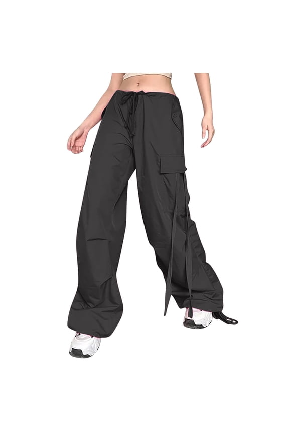 Cargo Pants for Women Street Streamers Low Baggy Cargo Pants Personalized Multi-pocket Elastic Feet Dance Trousers,Gray