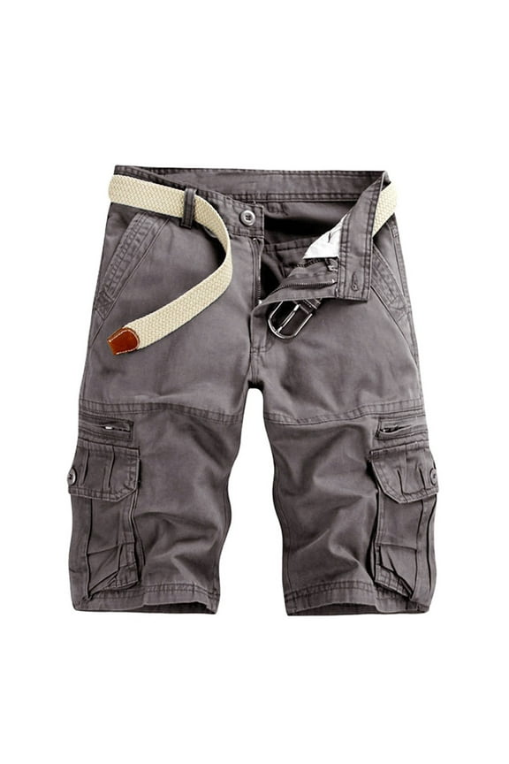 Cargo Shorts for Men Pure Color Outdoors Pocket Beach Fishing Cargo Shorts Pant Dark Gray