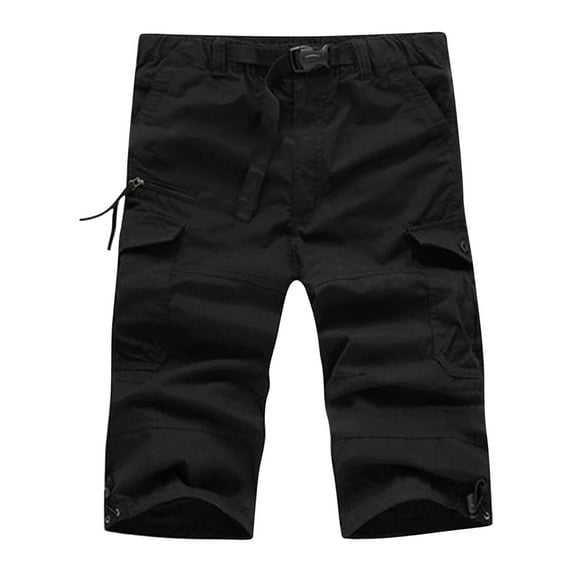 IROINNID Cargo Shorts for Men Pure Color Outdoors Pocket Beach Work Trouser Cargo Shorts Pant,Black