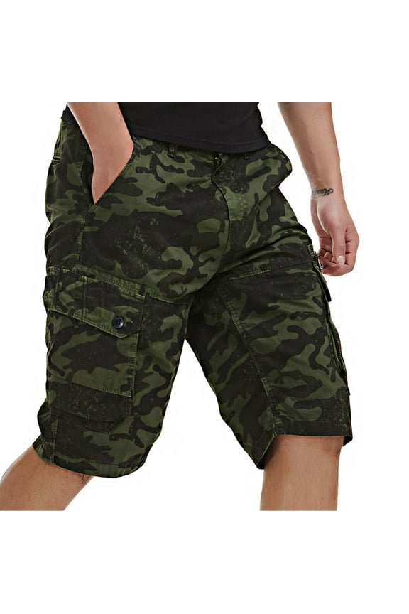 Cargo Shorts for Men Summer Outdoors Multi-pocket Camouflage Sport Shorts Pants,Olive Green
