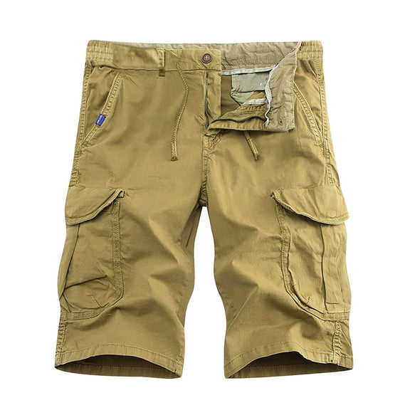 IROINNID Cargo Shorts for Men Summer Outdoors Patchwork Color Button Pocket Sport Shorts Pants,Khaki