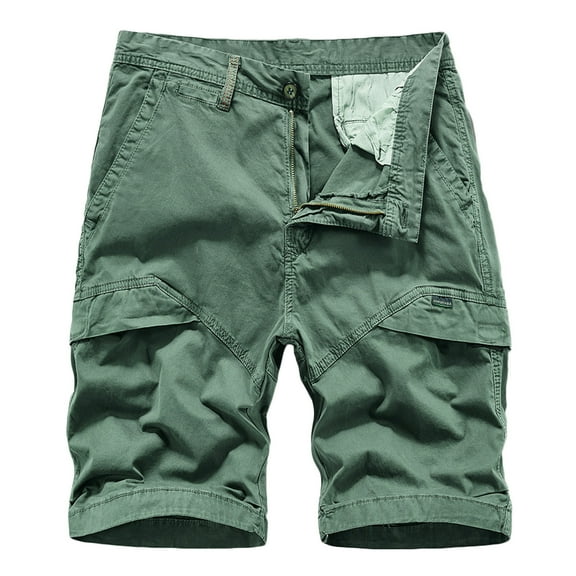 IROINNID Cargo Shorts for Men Summer Outdoors Solid Color Button Pocket Sport Shorts Pants,Olive Green