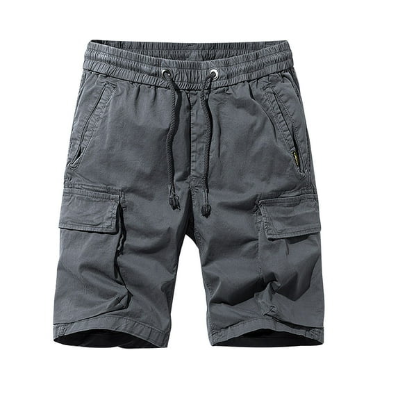 IROINNID Cargo Shorts for Men Summer Solid Outdoors Have Pockets Drawstring Sport Shorts Pants Dark Gray