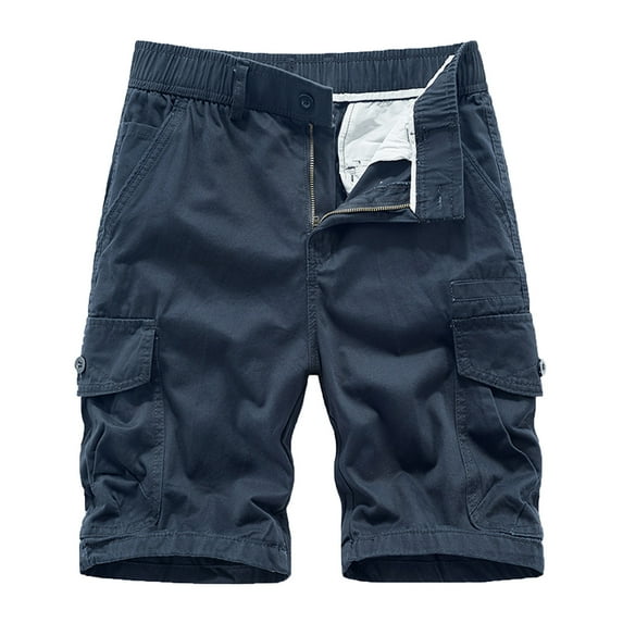 IROINNID Cargo Shorts for Men Workwear Shorts Slim Fit Multi Pocket Zipper Straight Leg Five Piece Pants Sports Shorts,Dark Blue