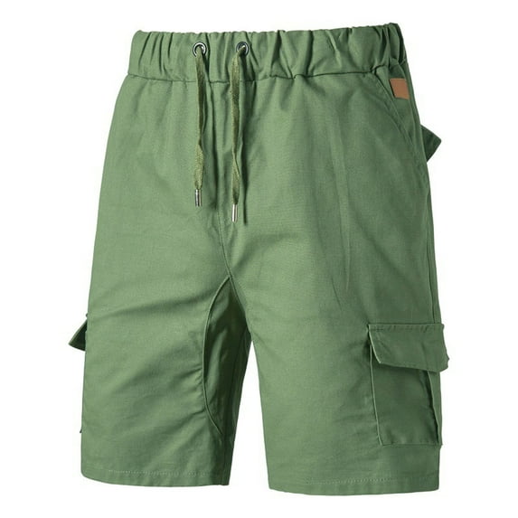 IROINNID Cargo Shorts for Men Workwear Shorts Slim Fit Multi Pocket Zipper Straight Leg Five Piece Pants Sports Shorts,Olive Green