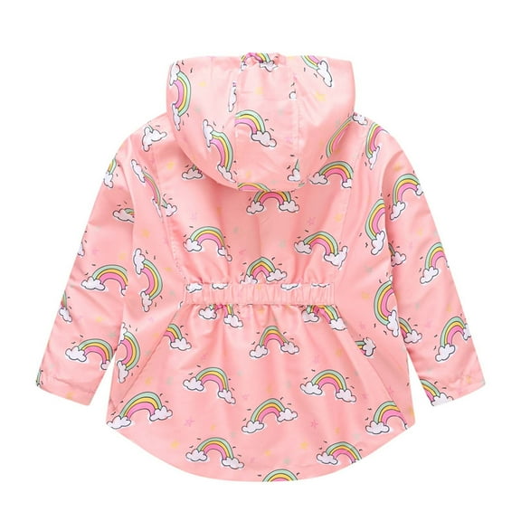 IROINNID Child's Hooded Windbreaker Zipper Shirt Cartoon Rainbow Coat Water Proof Jacket