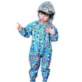 thumbnail image 1 of IROINNID Children's One Piece Cute Cartoon Printed Hooded Waterproof Raincoat, 1 of 6