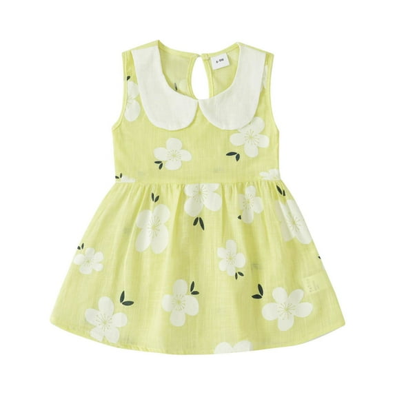 IROINNID Children's Princess Dress Baby Girls' Sleeveless Round-Neck Vest Dress with Cute Flower Print Party Beach Dresses for Relaxed Outfits 6 Months-6 Years