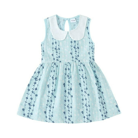 IROINNID Children's Princess Dress Baby Girls' Sleeveless Round-Neck Vest Dress with Cute Flower Print Party Beach Dresses for Relaxed Outfits 6 Months-6 Years