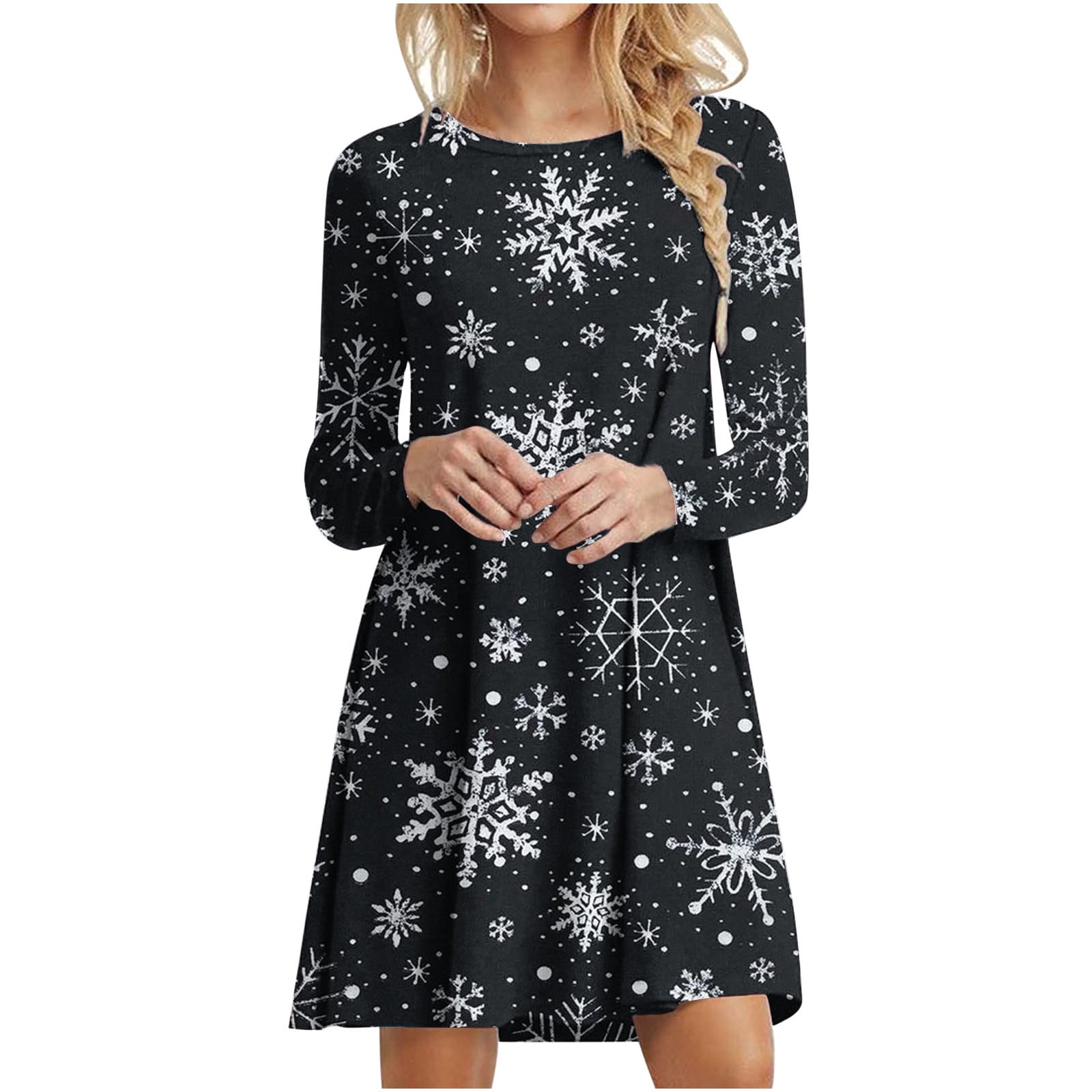 white and black christmas dress Black & White 1950s Christmas Lapel Dress