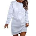 thumbnail image 1 of IROINNID Christmas Dresses for Women Christmas Printed Long Sleeve Round Neck Short Sweatshirt Dresses Deals,Silver, 1 of 3