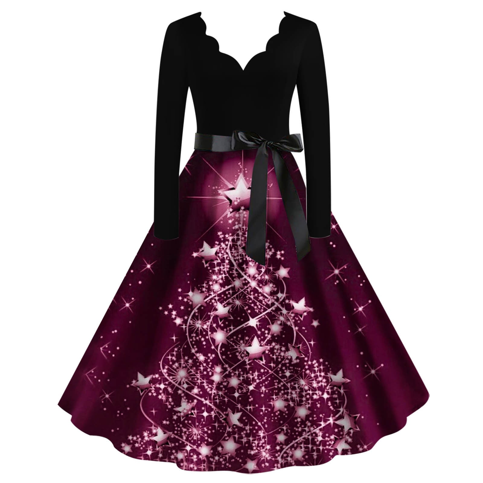 IROINNID Christmas Dresses for Women Long Sleeve Winter Christmas Print ...