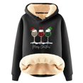 thumbnail image 1 of IROINNID Christmas Hoodie for Women Winter Warm Plush Hoodies Long Sleeve Print Thermal Hooded Sweatshirt Tops,Black, 1 of 3