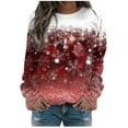 thumbnail image 1 of IROINNID Christmas Hoodies for Women Print Round-Neck Pullover Tops Long Sleeve Comfortable Blouse Sweatshirt,Red, 1 of 6