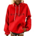 thumbnail image 1 of IROINNID Christmas Hoodies for Women Winter Thicken Hooded Pullover Loose Fit Casual Tops with Pocket,Red, 1 of 4
