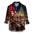 thumbnail image 1 of IROINNID Christmas Long Sleeve Shirt for Men Funny Santa Print Button Up Shirt Gift Xmas Vacation Shirt,Burgundy, 1 of 5