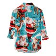 thumbnail image 1 of IROINNID Christmas Long Sleeve Shirt for Men Funny Santa Print Button Up Shirt Gift Xmas Vacation Shirt,Light Blue, 1 of 5