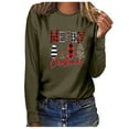 thumbnail image 1 of IROINNID Christmas Long Sleeve Shirts for Women Crewneck Loose Fit Pullover Holiday Gift Comfy Tops Warm Shirts,Olive Green, 1 of 4