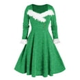 thumbnail image 1 of IROINNID Christmas Party Dresses for Women Solid Xmas Long Sleeve A-Line Dress Christmas Formal Cocktail Dress,Green, 1 of 5