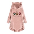 thumbnail image 1 of IROINNID Christmas Shirts for Women Christmas Plush Hooded Pullover Loose Fit Long Sleeve Winter Thermal Sweatshirts,Pink, 1 of 3