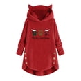 thumbnail image 1 of IROINNID Christmas Shirts for Women Christmas Plush Hooded Pullover Loose Fit Long Sleeve Winter Thermal Sweatshirts,Red, 1 of 3
