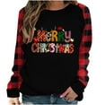 thumbnail image 1 of IROINNID Christmas Shirts for Women Classic Crewneck Plaid Pullover New Year Print Long Sleeve Blouse Tops,Red, 1 of 5