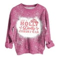 thumbnail image 1 of IROINNID Christmas Shirts for Women Crewneck Christmas Long Sleeve Printed Top Long Sleeve Crewneck Holiday Shirt,Pink, 1 of 2