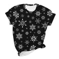 thumbnail image 1 of IROINNID Christmas Shirts for Women Crewneck Short Sleeve Pullover Casual Holiday Loose T-Shirt Print Shirt,Black, 1 of 5
