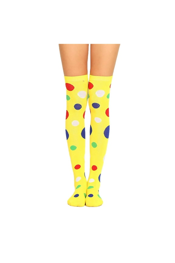Christmas Soft Socks for Women Polka Printed Christmas Warm Fun Novelty Knee Length Ugly Xmas Gift Socks,Yellow