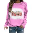 thumbnail image 1 of IROINNID Christmas Sweatshirts for Women Full Sleeve Crewneck Tops Loose Shirts Blouse Christmas Sweatshirt,Pink, 1 of 4