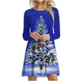 thumbnail image 1 of IROINNID Christmas Tunic Dress for Women Funny Xmas Tree Print Long Sleeve Christmas Ugly Loose Dress for Lady,Blue, 1 of 4