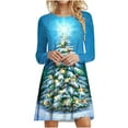thumbnail image 1 of IROINNID Christmas Tunic Dress for Women Funny Xmas Tree Print Long Sleeve Christmas Ugly Loose Dress for Lady,Sky Blue, 1 of 4
