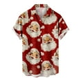 thumbnail image 1 of IROINNID Christmas Vacation T-shirt for Men Funny Santa Print Button Up Red Shirt Hawaiian Xmas Gift Tops for Boyfriend,Red, 1 of 5