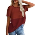 thumbnail image 1 of IROINNID Classic Women's Round Neck Short Sleeve Tops Solid Color Spring Summer Casual Blouse,Basic Loose Fits T-Shirt Style for Daily Wear (Red#1,), 1 of 7