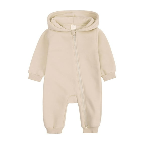 IROINNID Clearance Baby Bodysuit Long Sleeve Winter Hoodies Baby Girls Boys Clothes Romper Hoody Bear Ears Jumpsuit Pullover Zipper Overalls,Beige