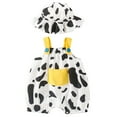 thumbnail image 1 of IROINNID Baby Sleeveless Onesies Baby Boys And Girl Cute Cow Print Romper Hat Set,White, 1 of 9