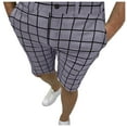 thumbnail image 1 of IROINNID Bermuda Shorts for Men Plaid Five-point Pants Suit Shorts Have Pockets Button Pants,Gray, 1 of 6