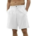 thumbnail image 1 of IROINNID Clearance Bermuda Shorts for Men Solid Elastic Waist Button Zipper Pocket Cotton Linen Shorts Pants,White, 1 of 6