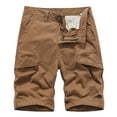 thumbnail image 1 of IROINNID Clearance Cargo Shorts for Men Summer Outdoors Solid Color Button Pocket Sport Shorts Pants,Coffee, 1 of 4