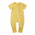 thumbnail image 1 of IROINNID Cotton Neutral Onesies Summer Newborn Baby Girls Boys Bodysuit Short Sleeve Printed Zipper One-piece Romper Jumpsuit,Yellow, 1 of 3