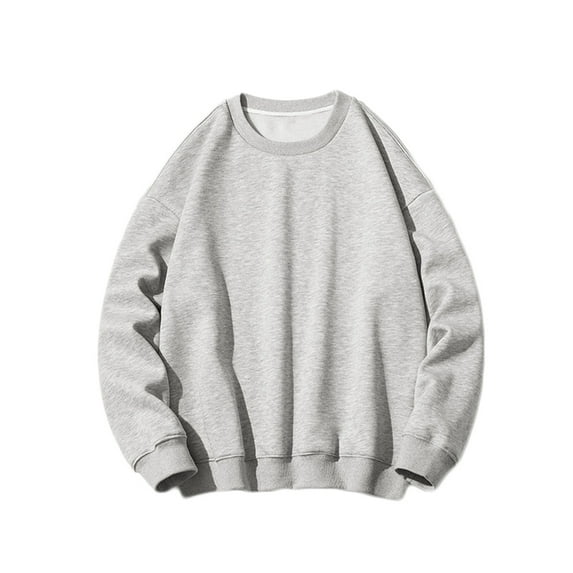 IROINNID Clearance Crew Neck Pullover Sweatshirts Loose Graphic Print Long Sleeve Daily Fit Solid Color Sweatshirts Tops,Gray