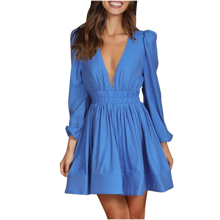 blue long sleeve hoco dress Light Blue Prom Dress For Teens, Evening Gown, Graduation School Party  Gown, Winter Formal Dress