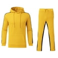 thumbnail image 1 of IROINNID Clearance Hoodies for Men Comfy Spring Winter Patchwork Sweatshirt Top Pants Sets Sports Suit Tracksuit,Yellow, 1 of 9